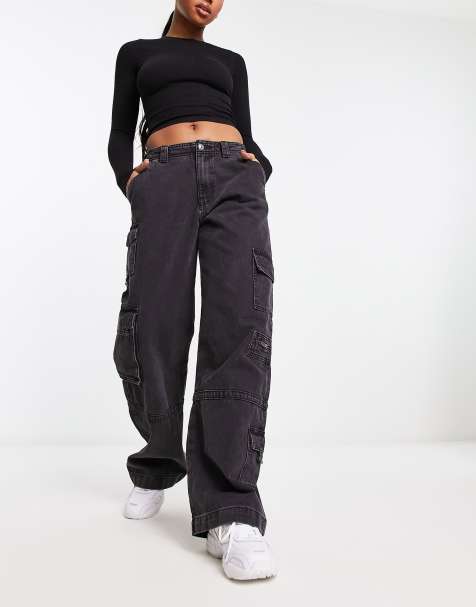 ASOS DESIGN - Forvaskede sorte cargo-jeans - view 1