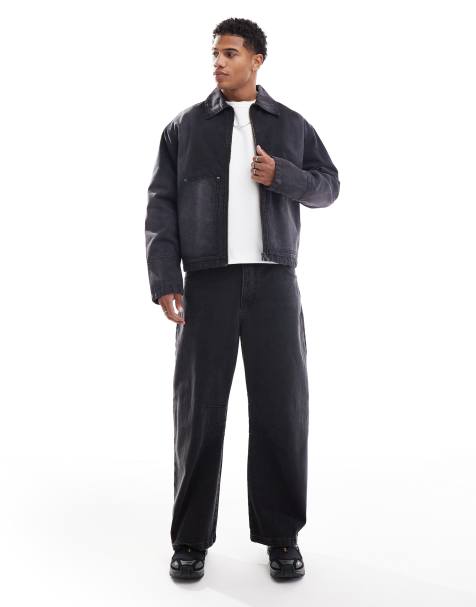 ASOS DESIGN - Forvaskede sorte jeans med tøndeformede ben og sømdetaljer - view 1