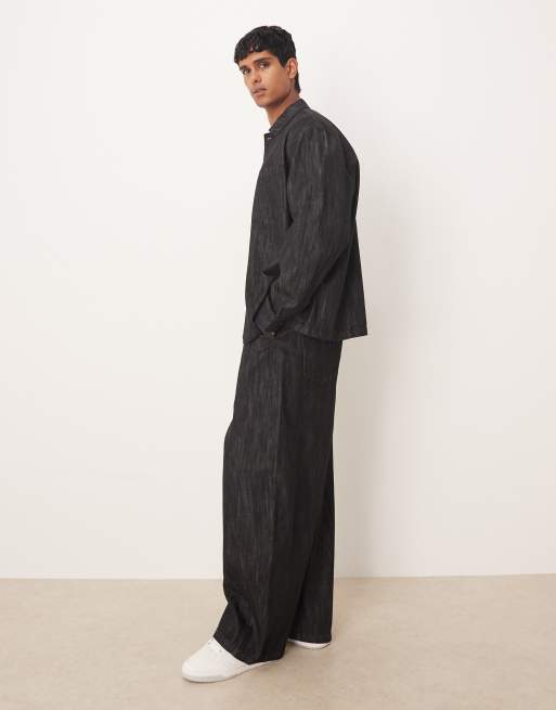 ASOS DESIGN oversized baggy jeans in rinse washed black - part of a set