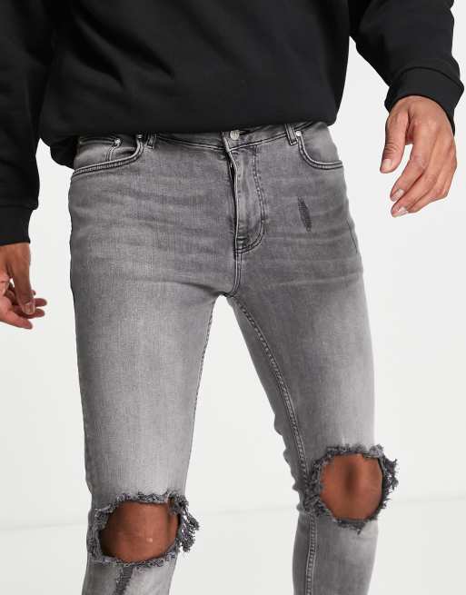 ASOS DESIGN - Forvaskede sorte skinny-jeans med knæ-flænger, 4 af 4