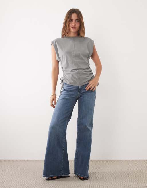 ASOS DESIGN - Forvasket koksgrå top med rund hals og rynkede sider, 2 af 4