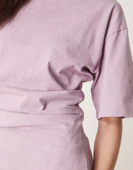 ASOS DESIGN - Forvasket lyslilla t-shirt med korsettalje, 2 af 4