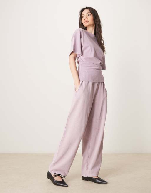 ASOS DESIGN - Forvasket lyslilla t-shirt med korsettalje, 4 af 4
