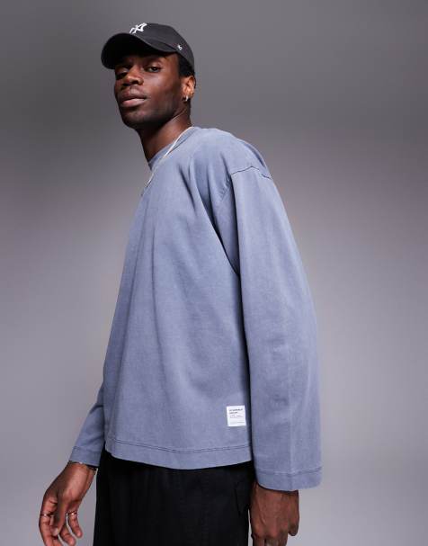 ASOS DESIGN - Forvasket marineblå, oversized og firkantet T-shirt i kraftigt stof med sænkede skuldre - view 1