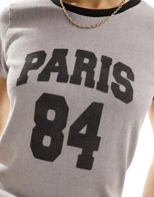 ASOS DESIGN - Forvasket og grå baby-t-shirt med "Paris 84"-grafik, 2 af 4