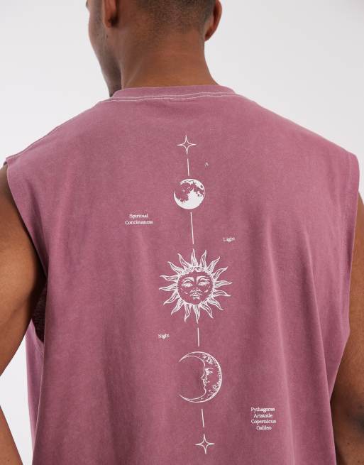 ASOS DESIGN - Forvasket pink oversized tanktop med kosmisk print langs rygraden, 4 af 5