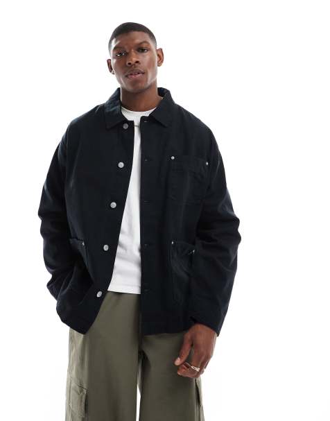 ASOS DESIGN - Forvasket sort arbejdsjakke i twill - view 1