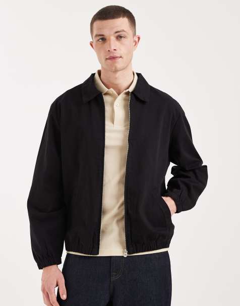 ASOS DESIGN - Forvasket sort Harrington-jakke i bomuld - view 1