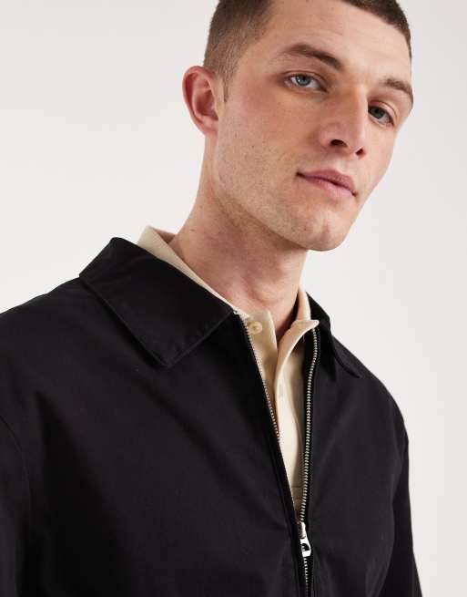 ASOS DESIGN - Forvasket sort Harrington-jakke i bomuld, 2 af 5