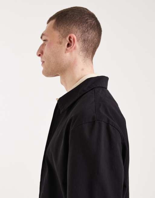 ASOS DESIGN - Forvasket sort Harrington-jakke i bomuld, 4 af 5