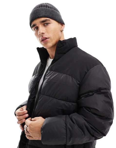 ASOS DESIGN - Forvasket sort hue i ribstrik - view 1