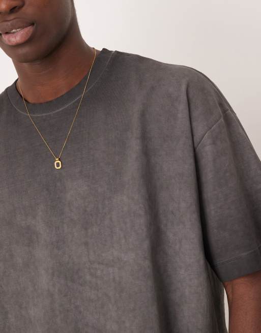 ASOS DESIGN - Forvasket sort, stykfarvet, oversized og firkantet T-shirt, 2 af 4