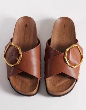 ASOS DESIGN Foster clog mule sandal in tan