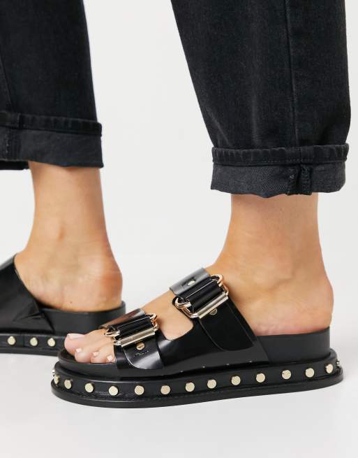 ASOS Mario Chunky Flat Mules in Black