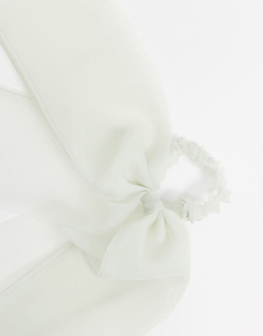 ASOS DESIGN - Foulard à cheveux en organza - Gris clair, 3 de 4