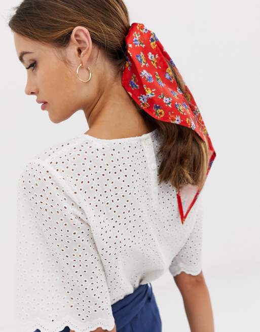 ASOS DESIGN - Foulard à petites fleurs - Rouge