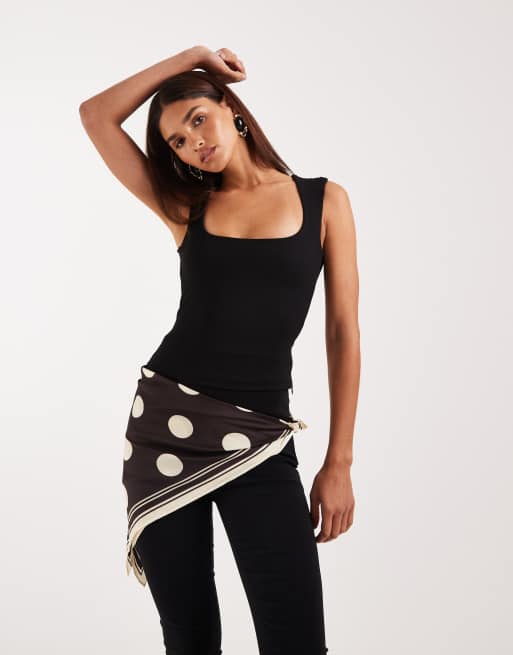 ASOS DESIGN - Foulard color cioccolato con stampa a pois, 4 di 4