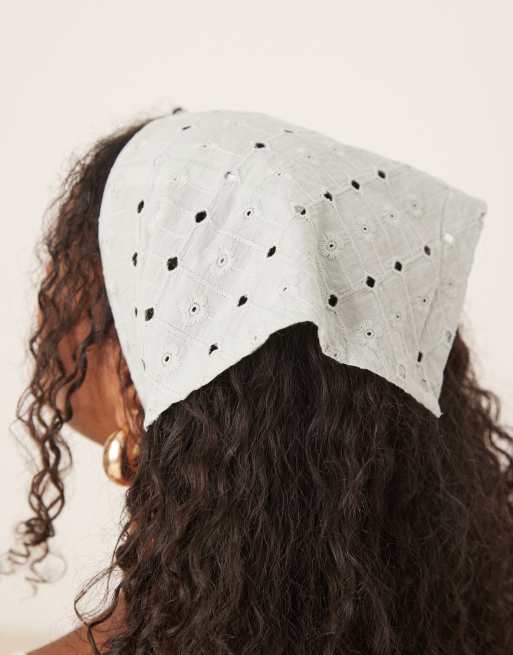 ASOS DESIGN - Foulard color verde salvia in pizzo, 3 di 3