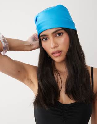 ASOS DESIGN - Foulard de taille moyenne avec bordure en dentelle - Bleu-Vert