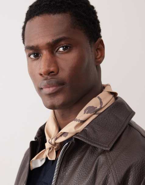 ASOS DESIGN - Foulard en coton imprimé - Taupe - view 1