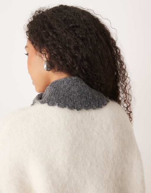 ASOS DESIGN - Foulard en maille à bords festonnés - Gris, 3 de 3