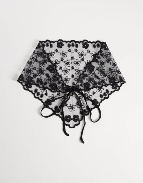 ASOS DESIGN - Foulard in pizzo nero con laccetti - view 1