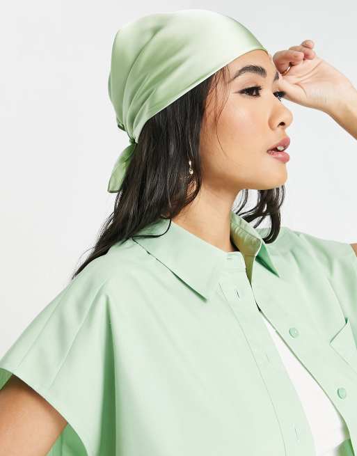 ASOS DESIGN - Foulard in raso di poliestere verde salvia - MGREEN