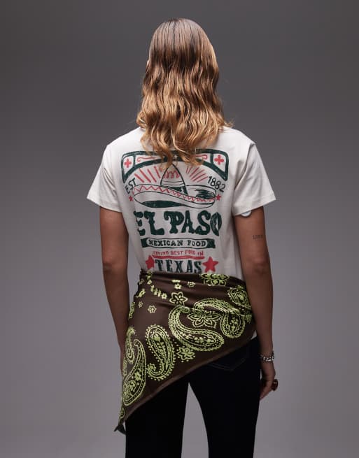 ASOS DESIGN - Foulard in raso marrone con stampa cachemire, 3 di 3