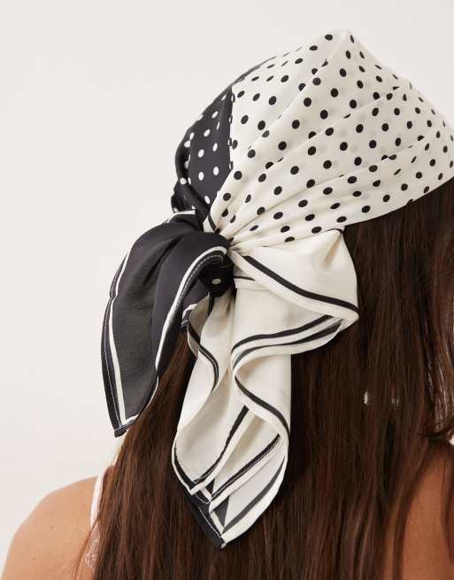 ASOS DESIGN - Foulard medio a pois monocromatici, 2 di 3