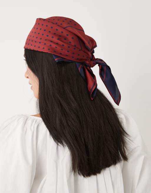 ASOS DESIGN - Foulard medio blu navy e rosso a pois, 3 di 3