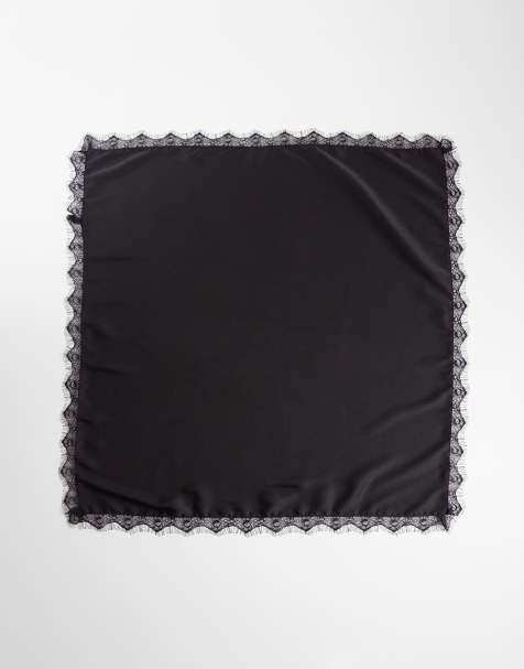 ASOS DESIGN - Foulard medio nero con finiture in pizzo - view 1