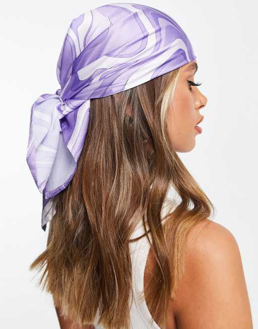 ASOS DESIGN - Foulard moyen en polyester et satin à tourbillons - Violet, 2 de 4