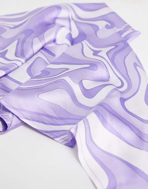 ASOS DESIGN - Foulard moyen en polyester et satin à tourbillons - Violet, 4 de 4