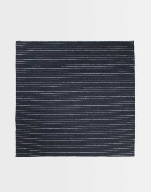 ASOS DESIGN foulard per capelli a righe sottili in misto lino navy, 2 di 3