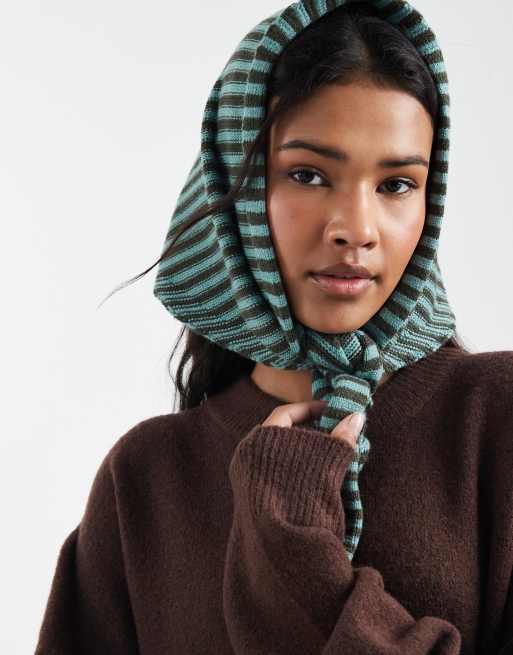 ASOS DESIGN - Foulard triangle en maille - Bleu et vert rayé, 2 de 3
