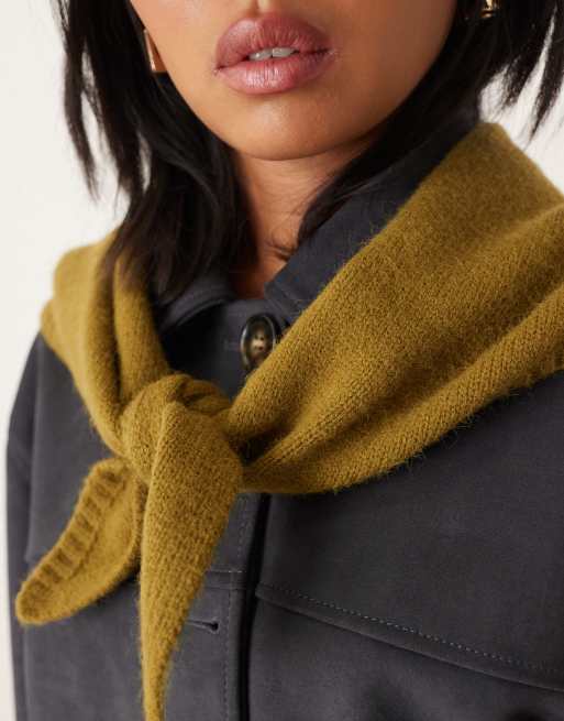 ASOS DESIGN - Foulard triangle en maille - Vert olive, 2 de 3