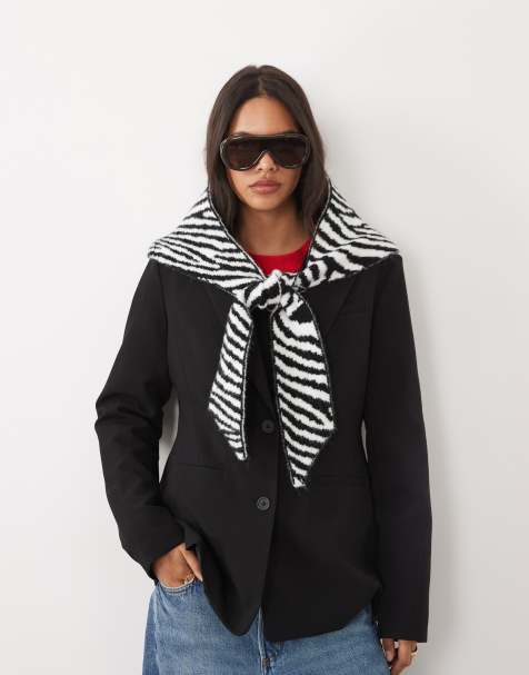 ASOS DESIGN foulard triangolare con laccetti larghi a zebra - view 1