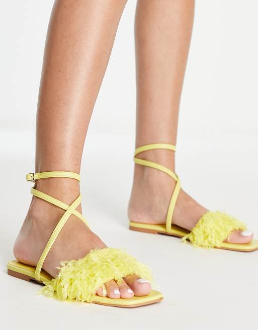 Yellow flat store sandals womens