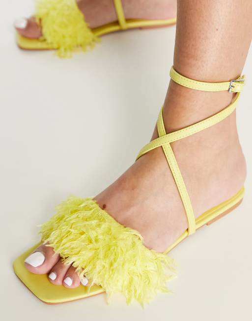 Yellow feather hot sale heels