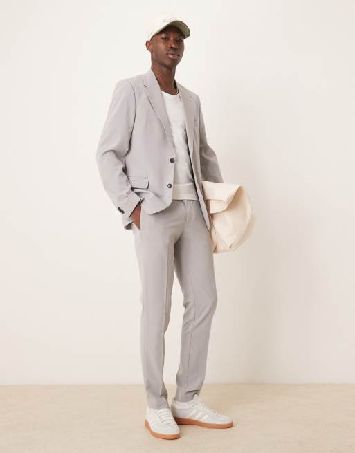 ASOS DESIGN four way stretch skinny fit suit jacket in grey, 2 of 5