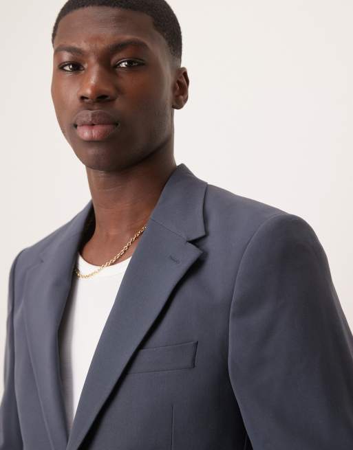 ASOS DESIGN four way stretch skinny fit suit jacket in navy, 3 of 5