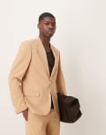 [ASOS DESIGN] ASOS DESIGN four way stretch skinny fit suit jacket in pebble-Neutral Chest 38 Short Pebble
