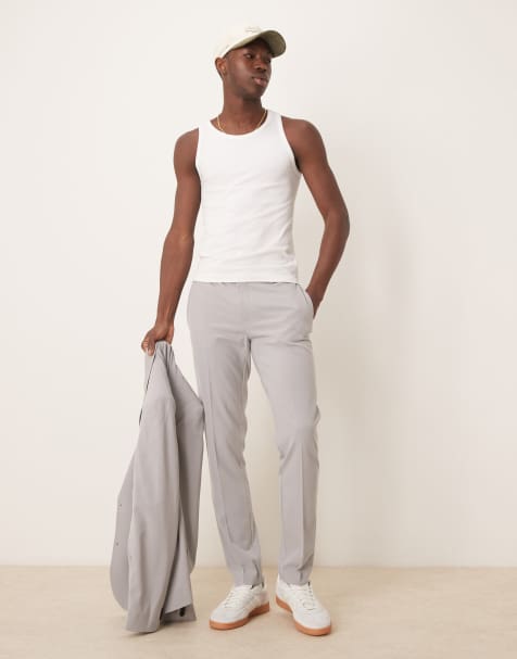 ASOS DESIGN four way stretch skinny fit suit pants in gray - view 1