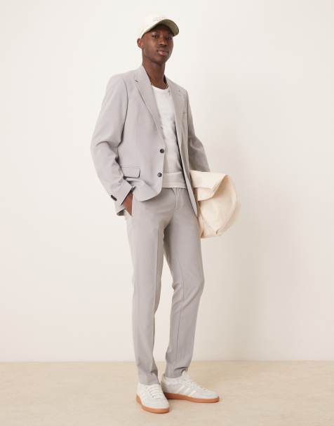 ASOS DESIGN four way stretch skinny fit suit set in gray - view 1