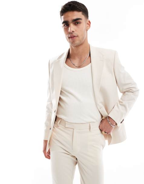 ASOS DESIGN four way stretch skinny suit in stone - view 1