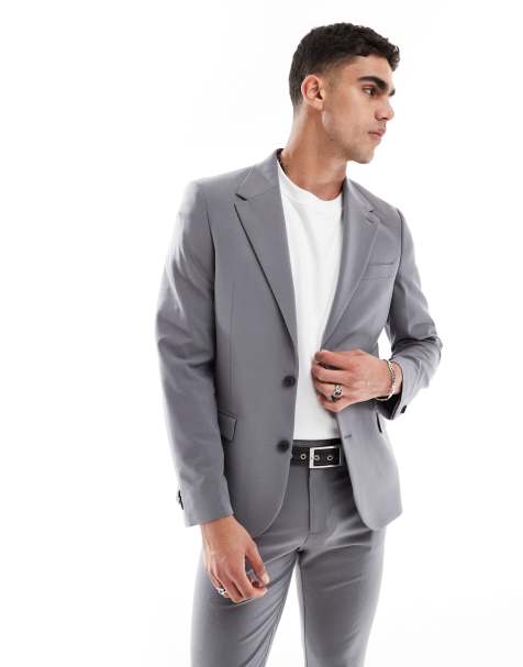 ASOS DESIGN four way stretch skinny suit jacket in charcoal - view 1