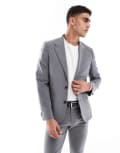 [ASOS DESIGN] ASOS DESIGN four way stretch skinny suit jacket in charcoal-Grey Chest 42 Regular CHARCOAL