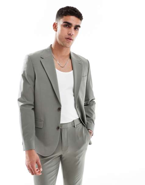 ASOS DESIGN four way stretch skinny suit jacket in dark green - view 1