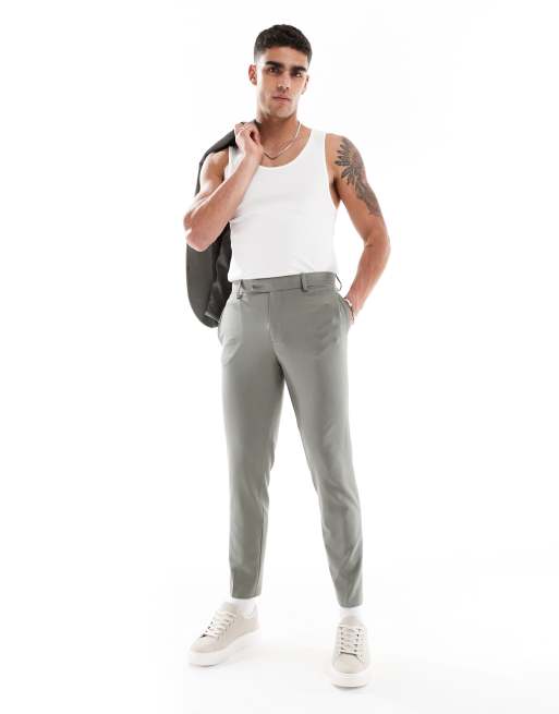 ASOS DESIGN four way stretch skinny suit pants in sage green