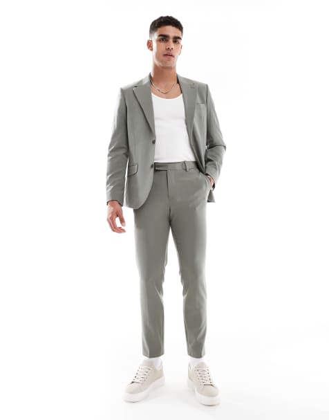 ASOS DESIGN four way stretch skinny suit set in dark green - view 1